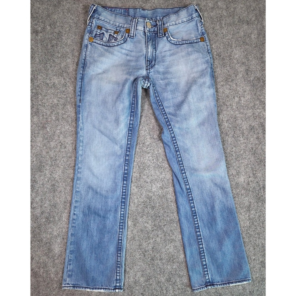 True Religion Rainbow Bobby Jeans Mens 31x33 Blue Straight Leg Made in USA